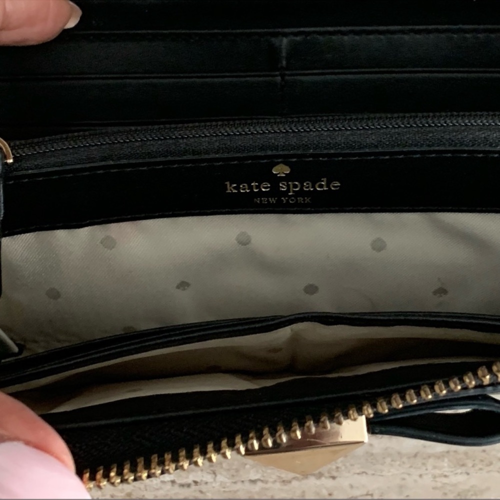 Kate Spade Black Leather Bow Zip Wallet - Picture 9 of 10